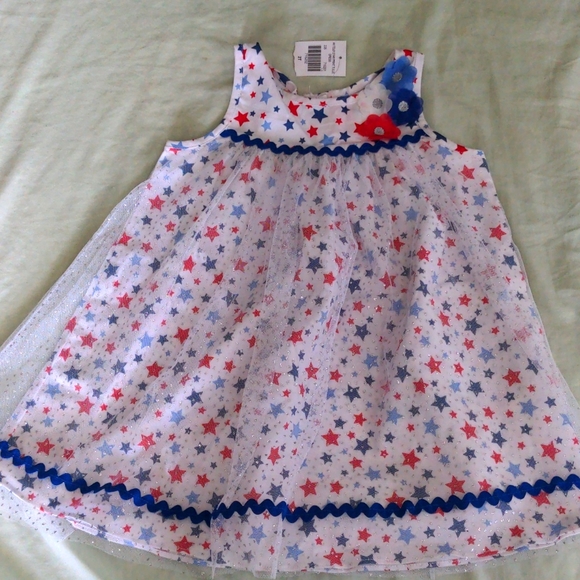 Good Lad Other - New Patriotic Red White Blue Star Dress 2T Tulle 4th of July